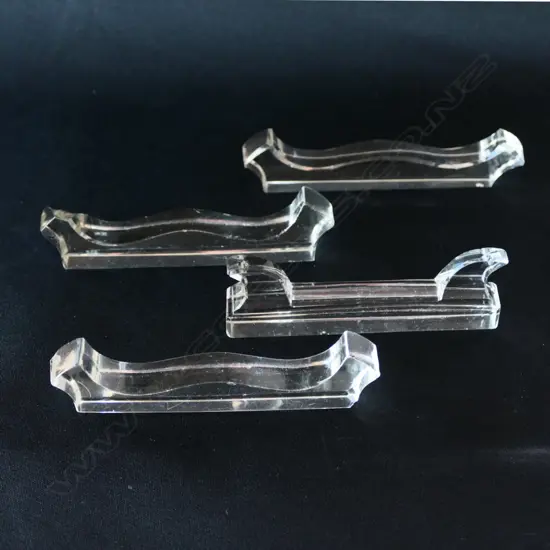 FOUR VAL ST. LAMBERT BELGIUM CRYSTAL KNIFE RESTS (Minor chipping)