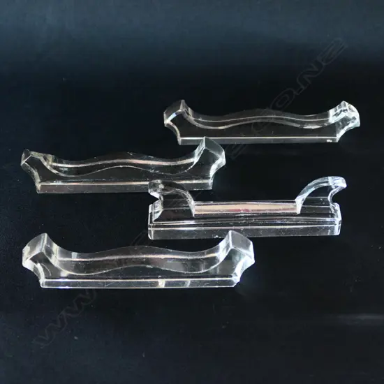 FOUR VAL ST. LAMBERT BELGIUM CRYSTAL KNIFE RESTS (Minor chipping)