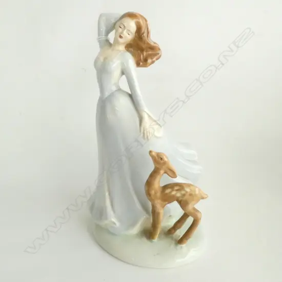 MIDWINTER BURSLEM PORCELAIN FIGURE - LADY AND FAWN H. 195MM