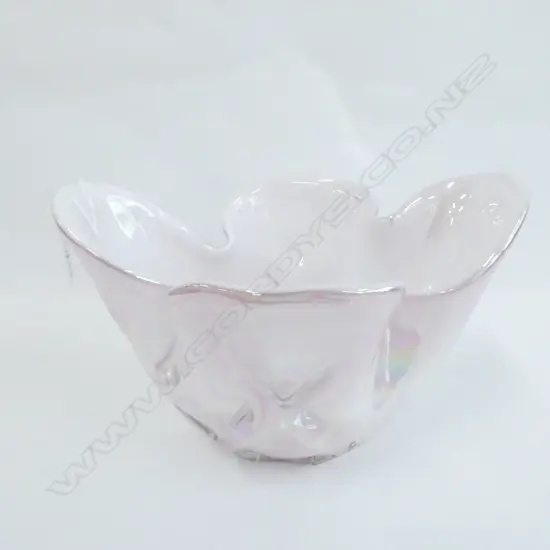 LARGE PINK GLASS LUSTRE VASE (MURANO?)