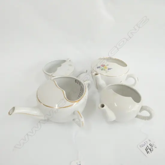 FOUR ANTIQUE FEEDING CUPS, ONE WITH MEASUREMENTS.  LARGEST DIA. 115MM