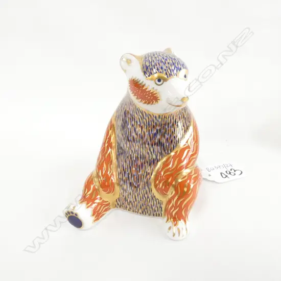 ROYAL CROWN DERBY SEATED BEAR PAPERWEIGHT H 100 MM C1970/80