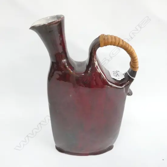 CHRIS DU FRESNE POTTERY WINE BOTTLE. H. 290MM