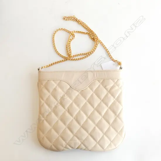 CASA LOPEZ BUENOS AIRES CREAM LEATHER CHANEL STYLE BAG H. 195MM