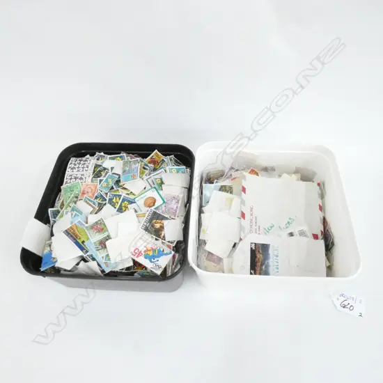 2 CONTAINERS OF VINTAGE STAMPS 