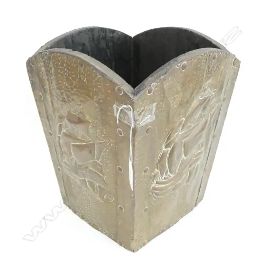 BEATEN COPPER SQUARE COAL BIN H. 300MM