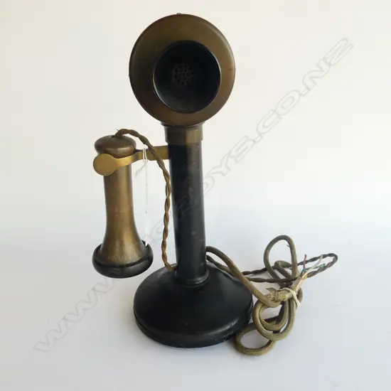 BRASS & BAKELITE STICK TELEPHONE, H. 295MM