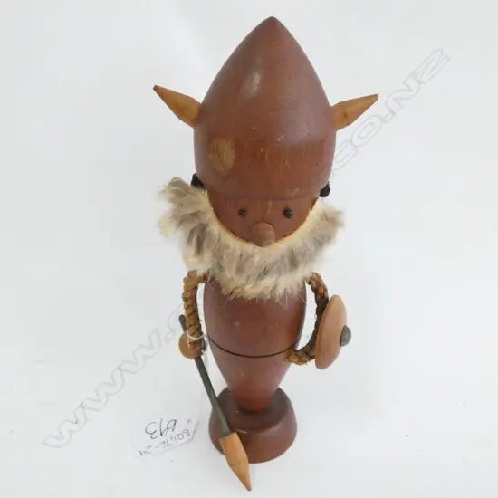 A TEAK MODERNIST SCANDINAVIAN VIKING FIGURE H.210mm