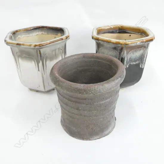 THREE BONSAI POTS - LARGEST H. 180MM