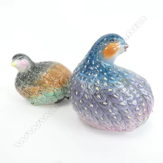 A PAIR OF VINTAGE CHINESE QUAILS LARGEST 150mm