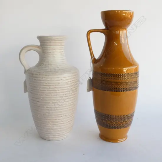 TWO MID CENTURY WEST GERMAN POTTERY  EWERS, TALLEST H. 310MM