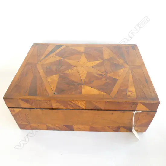 KAURI LINED NZ WOOD PARQUETRY BOX,  360 X 255 X H. 130MM