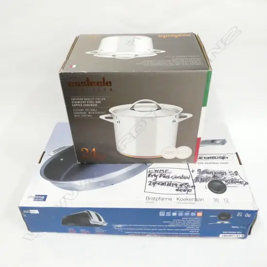 SCANPAN LARGE FRYPAN + 1 OTHER & SCANPAN S/STEEL STOCK POT H. 170MM