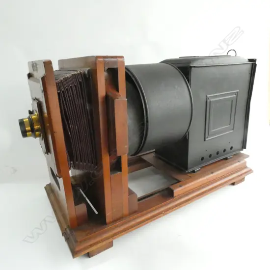 'THE WALEDALE ENLARGER' MAHOGANY & TIN WITH ELEC. LAMP