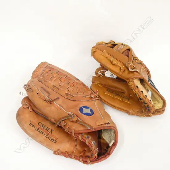PR LEATHER BASEBALL GLOVES; SPALDING & GENERAL + BALL