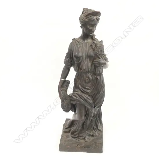 GREEK LADY BRONZED PLASTER STATUE H. 640MM