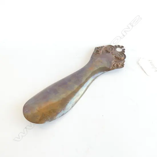 COPPER SHOE HORN, MADE FROM METAL OFF THE FOUDROYANT, NELSON'S SHIP