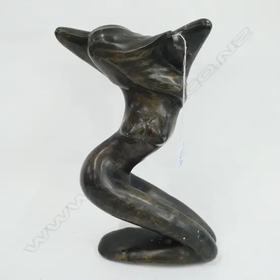VINTAGE MODERNIST BRONZE A LADY IN RISQUÉ POSE H.300mm
