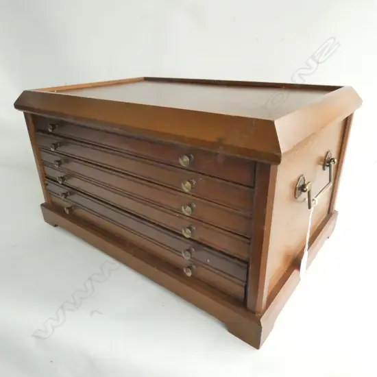 SIX-DRAWER WOODEN COIN DISPLAY BOX 440 X 290 X 240MM