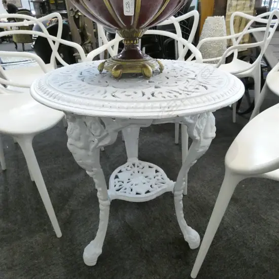CAST IRON GARDEN TABLE PAINTED WHITE FINISH