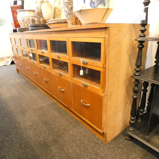 DISPLAY CABINET WITH GLAZED DRAWERS L 2440 MM