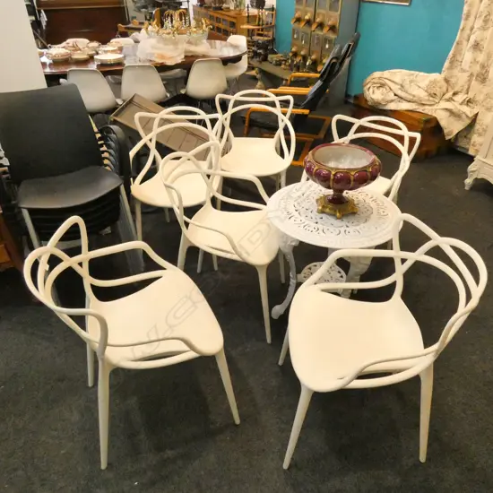 6 WHITE 'KARTELL STARCK' DESIGN CHAIRS