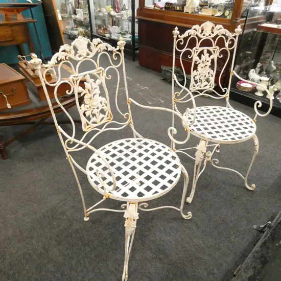 PR FRENCH WHITE PAINTED METAL GARDEN CHAIRS H. 1030MM