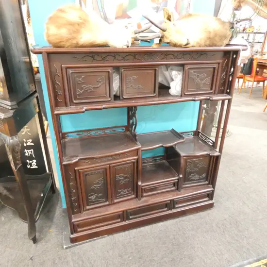 VINTAGE CHINESE ROSEWOOD DISPLAY CABINET