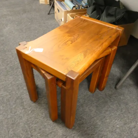 3 NESTING SOLID WOOD SIDE TABLES H. 410MM