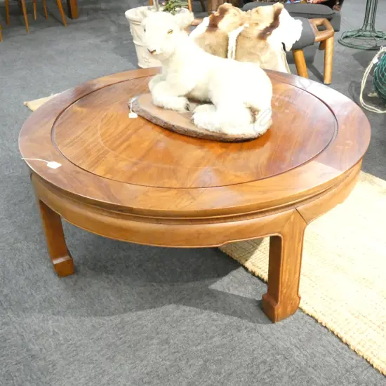 LG ORIENTAL HARDWOOD COFFEE TABLE. DIA. 1000 H, 415MM