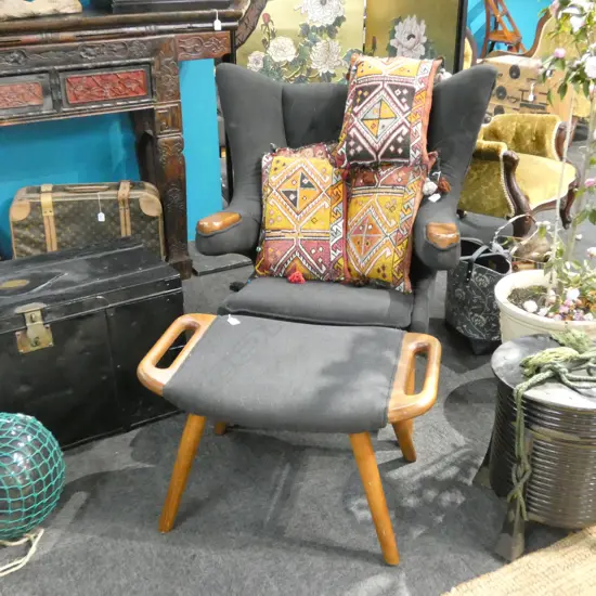 PR CONTEMPORARY UPHOLSTERY ARM CHAIRS WITH STOOLS OTTOMANS  