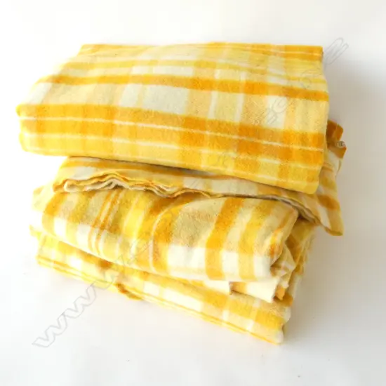 BOX LOT 4 MATCHING WOOL BLANKETS 