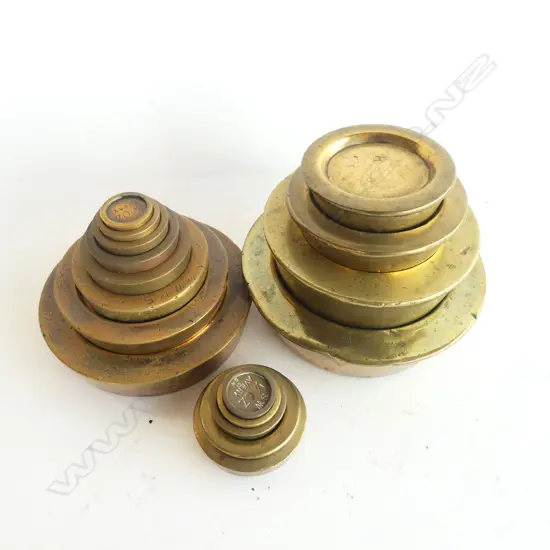 2 MIXED SETS OF BRASS STACKING WEIGHTS