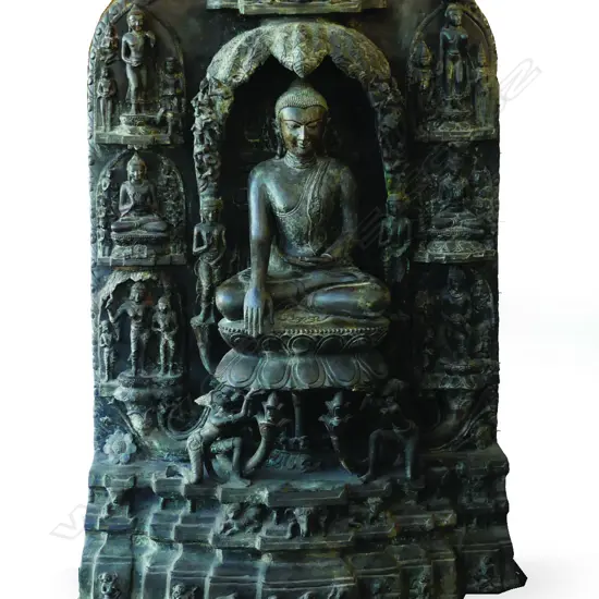 A large and impressive South-East Asian bronze Buddhist shrine