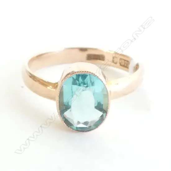 9CT GOLD BLUE TOPAZ RING BIRMINGHAM 1994