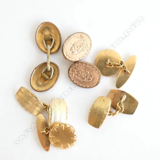 ASSORTED GOLD PLATED CUFF LINKS