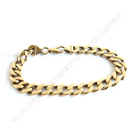 9CT GOLD FLAT CURBLINK BRACELET 39.29gm