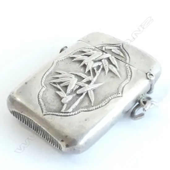 (18294)c1910 CHINESE SILVER VESTA CASE STAMPED KH