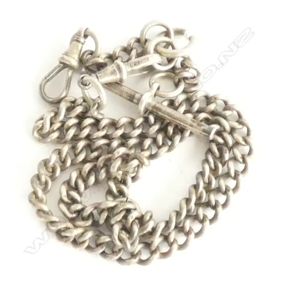 WATCH CHAIN, NECKLACE, STERLING SILVER. 44cm 
