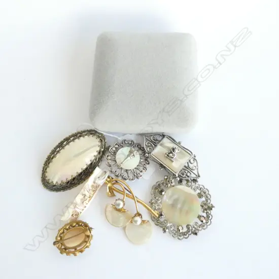 SEVEN MOTHER OF PEARL VINTAGE BROOCHES