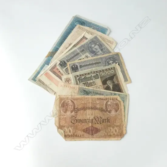 EIGHT OLD GERMAN BANKNOTES 1910 -1920 ERA