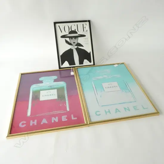 2 CHANEL PRINTS 540 X 420MM + VOGUE COVER 