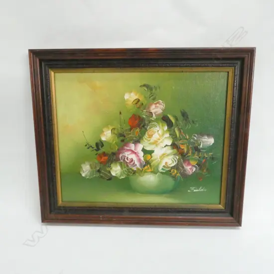 STILL LIFE  OIL ON BOARD FLOWERS SIGNED FIELDS L. 310MM
