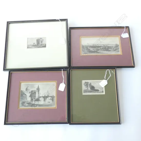 2 ETCHINGS SEPULCRA by A. FRANZETTI A TORSANGUIGNA [1795] & 2 ENGRAVINGS: CHARLES BRIDGE, PRAGUE AND ANOTHER CITYSCAPE