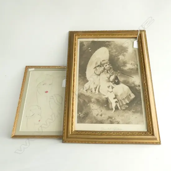 LEO TISSANDIE VINTAGE FASHION ILLUSTRATION + 'DIVIDED ATTENTION' PRINT 360 X 240MM