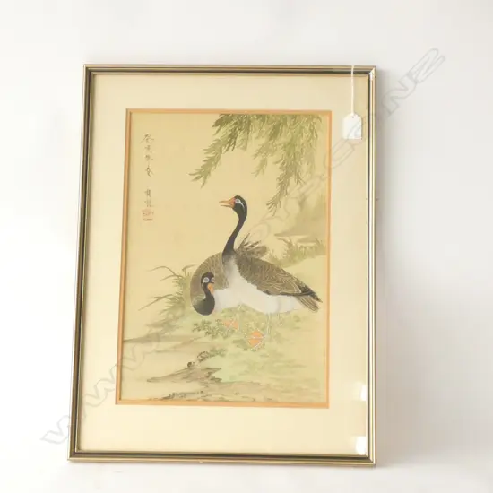 CHINESE GEESE PAINTING ON FABRIC 390 X 270MM
