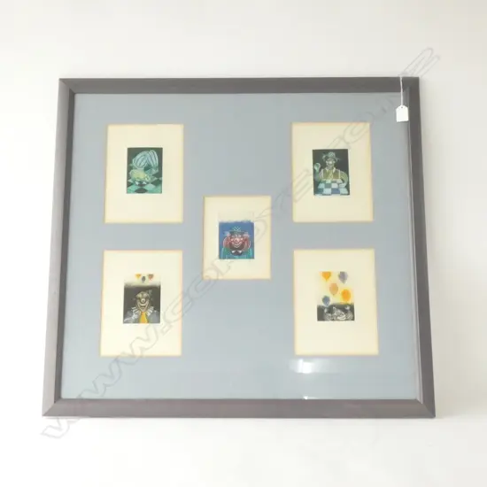 MERLE BISHOP 5 CLOWN PRINTS 710 X 775MM