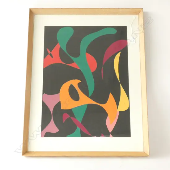 LLOYD HILLIYER  ACRYLIC  FRAMED ABSTRACT 560 X 410 MM