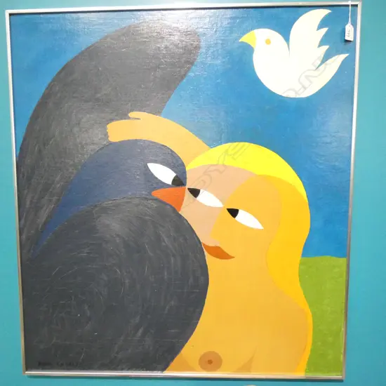 ALAN CHARLES ABSTRACT OIL ON BOARD 890 X 810MM