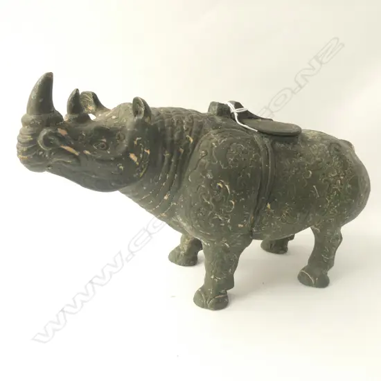 CHINESE BRASS RHINO SCULPTURE L. 270MM